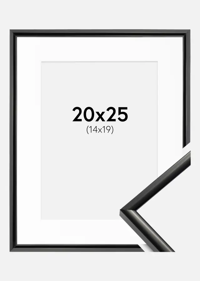 Ram med passepartou Fotolijst New Lifestyle Zwart 20x25 cm - Passe-partout Wit 15x20 cm