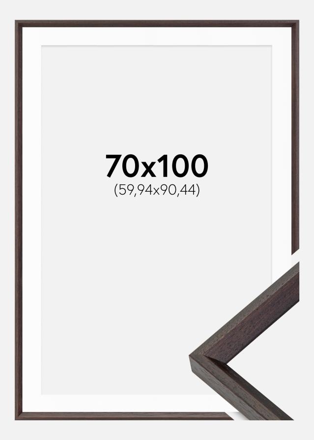 Ram med passepartou Fotolijst Globe Espresso 70x100 cm - Passe-partout Wit 24x36 inches