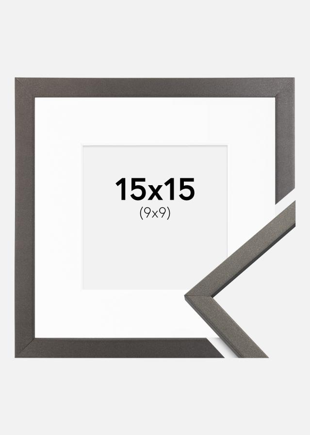 Ram med passepartou Fotolijst Edsbyn Grafiet 15x15 cm - Passe-partout Wit 10x10 cm
