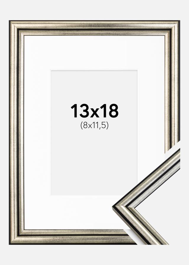 Ram med passepartou Fotolijst Horndal Zilver 13x18 cm - Passe-partout Wit 9x12 cm