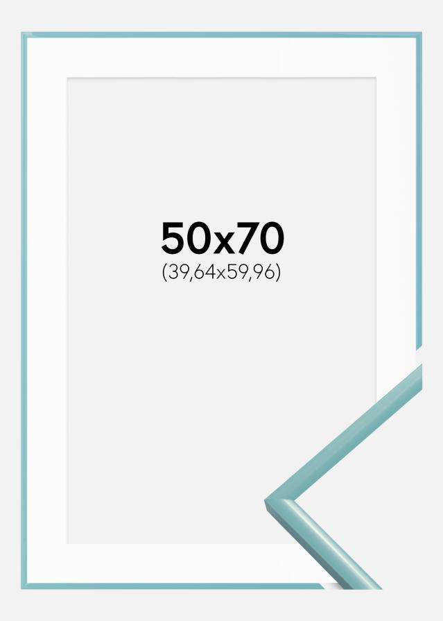 Ram med passepartou Fotolijst New Lifestyle Turquoise 50x70 cm - Passe-partout Wit 16x24 inches