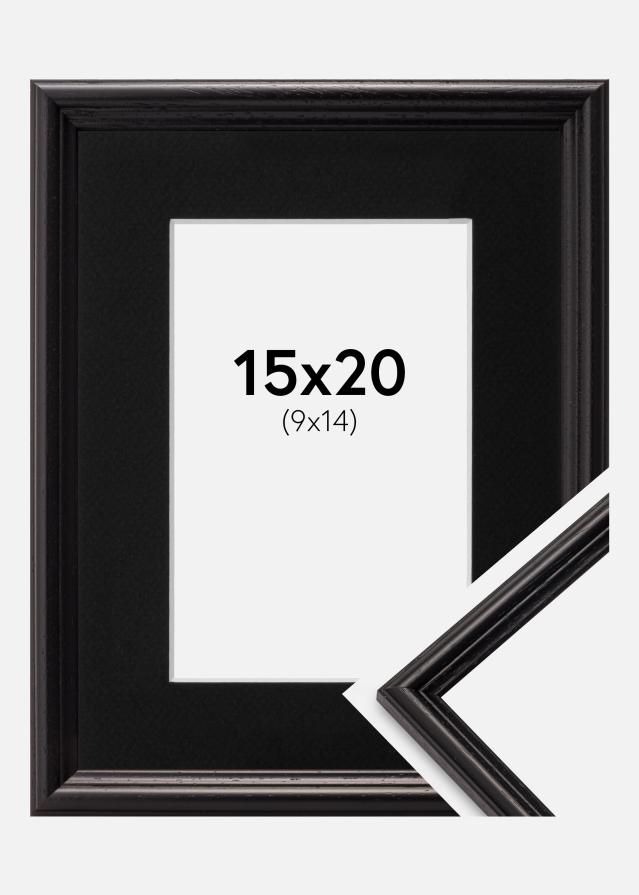 Ram med passepartou Fotolijst Horndal Zwart 15x20 cm - Passe-partout Zwart 10x15 cm