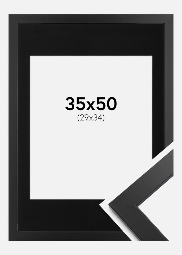 Ram med passepartou Fotolijst Black Wood 35x50 cm - Passe-partout Zwart 30x35 cm