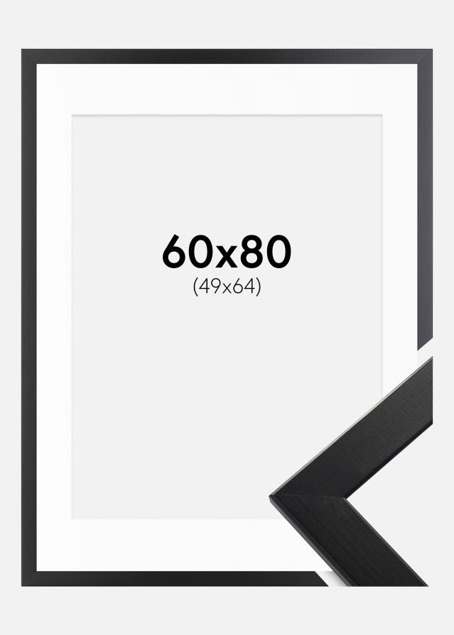 Ram med passepartou Fotolijst Trendline Zwart 60x80 cm - Passe-partout Wit 50x65 cm