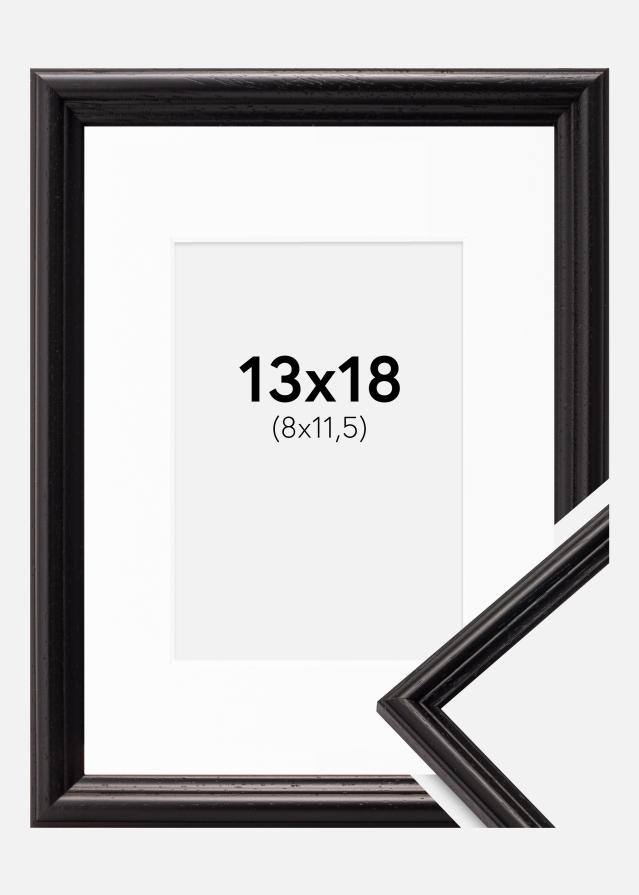 Ram med passepartou Fotolijst Horndal Zwart 13x18 cm - Passe-partout Wit 9x12 cm