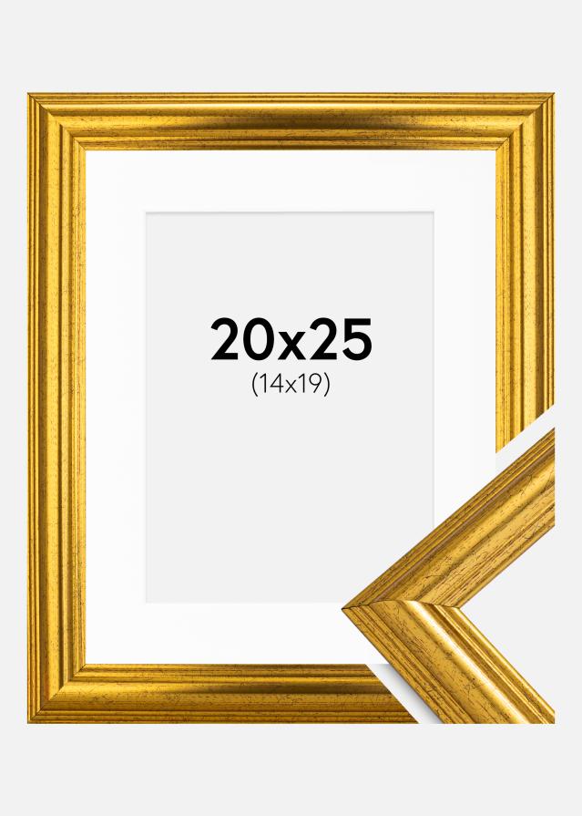 Ram med passepartou Fotolijst Västkusten Goud 20x25 cm - Passe-partout Wit 15x20 cm