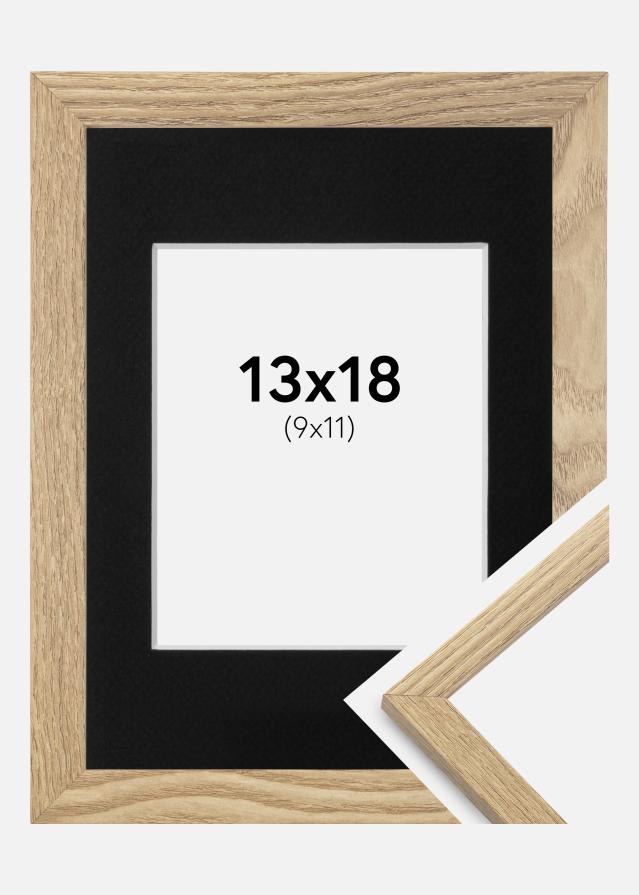 Ram med passepartou Fotolijst Trendy Eiken 13x18 cm - Passe-partout Zwart 10x12 cm