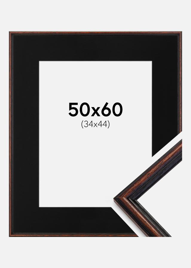 Ram med passepartou Fotolijst Horndal Walnoot 50x60 cm - Passe-partout Zwart 35x45 cm