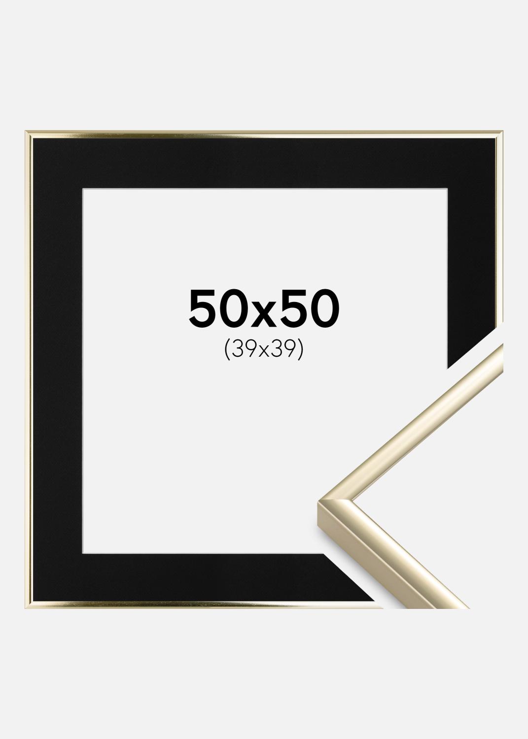Product Image for Fotolijst Aluminium Glanzend Goud 50x50 cm - Passe-partout Zwart 40x40 cm