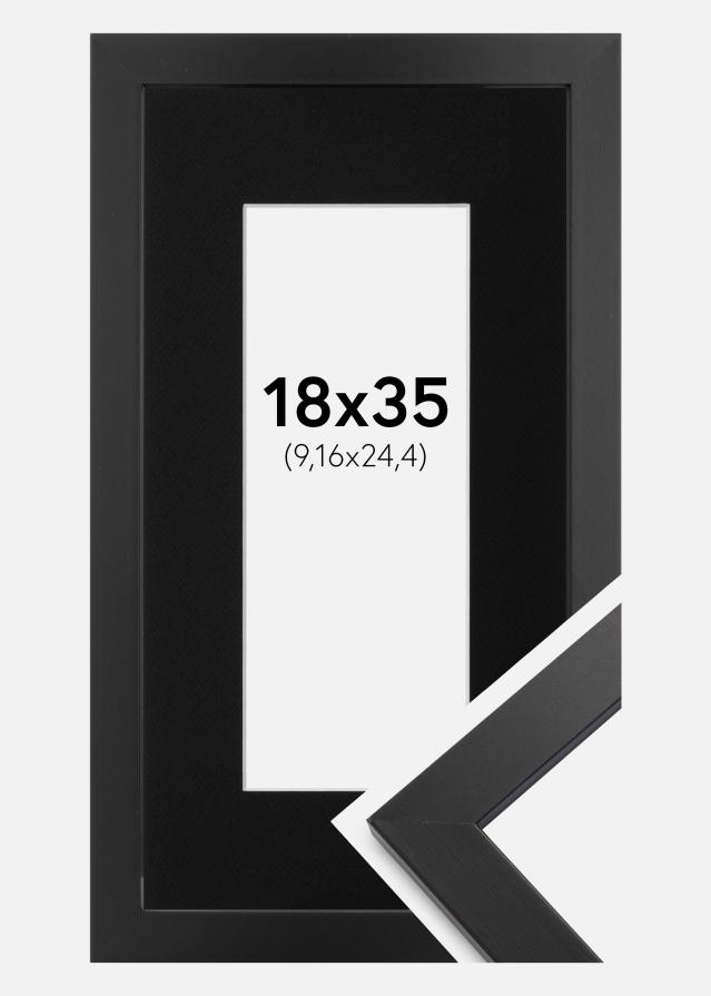 Ram med passepartou Fotolijst Black Wood 18x35 cm - Passe-partout Zwart 4x10 inches