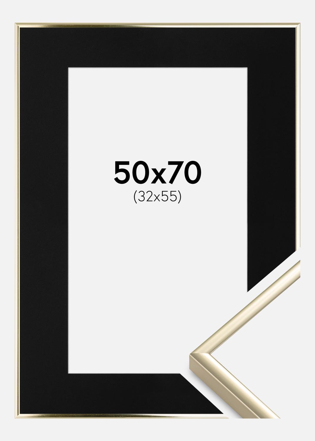Product Image for Fotolijst Aluminium Glanzend Goud 50x70 cm - Passe-partout Zwart 33x56 cm