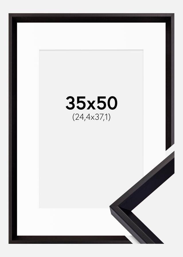 Ram med passepartou Fotolijst Globe Zwart 35x50 cm - Passe-partout Wit 10x15 inches