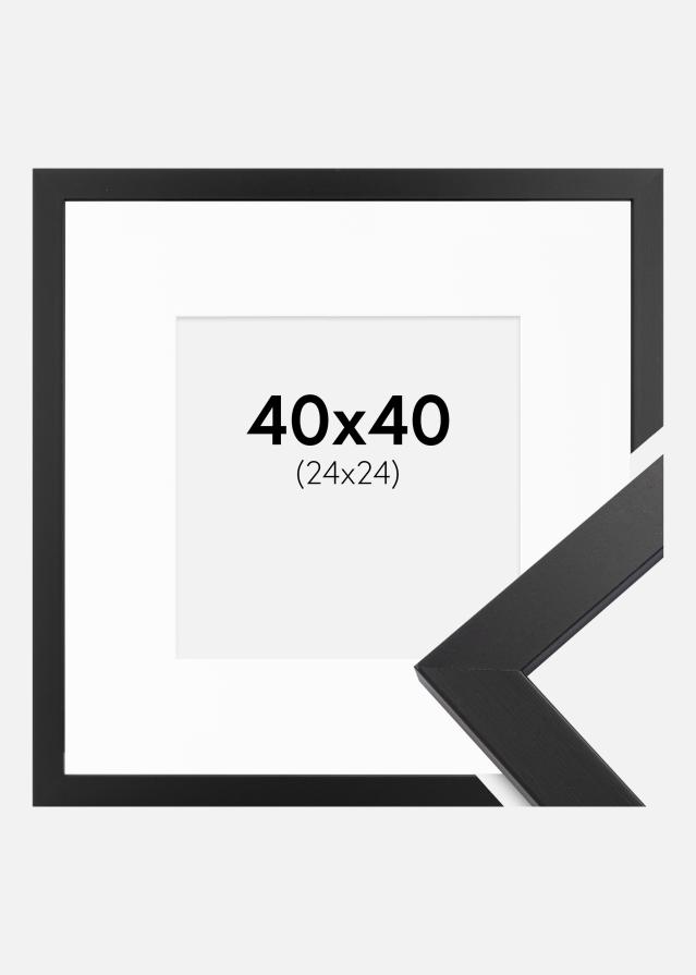 Ram med passepartou Fotolijst Black Wood 40x40 cm - Passe-partout Wit 25x25 cm