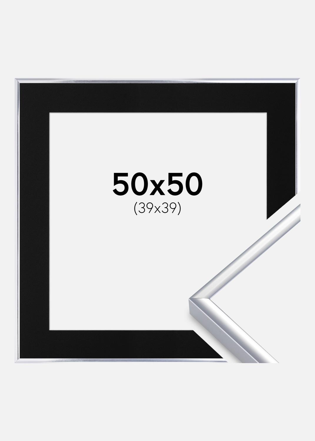 Product Image for Fotolijst Aluminium Glanzend Zilver 50x50 cm - Passe-partout Zwart 40x40 cm