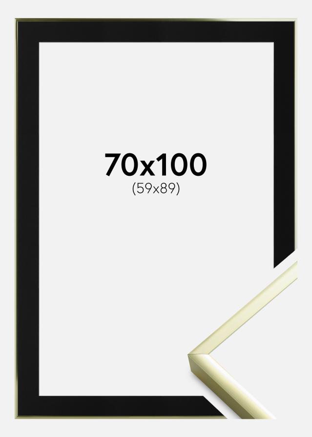 Ram med passepartou Fotolijst Poster Frame Aluminium Gold 70x100 cm - Passe-partout Zwart 60x90 cm