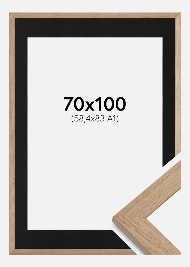 Ram med passepartou Fotolijst Trendline Eiken 70x100 cm - Passe-partout Zwart 59,4x84 cm (A1)