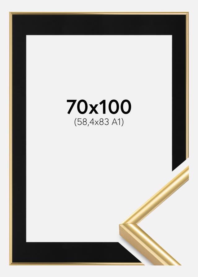 Ram med passepartou Fotolijst Victoria Goud 70x100 cm - Passe-partout Zwart 59,4x84 cm (A1)