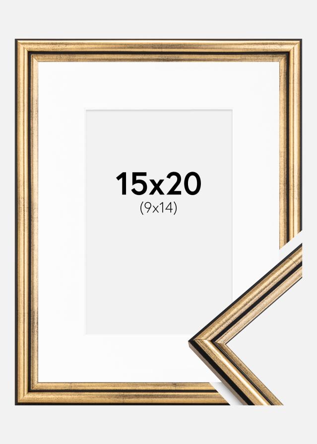 Ram med passepartou Fotolijst Horndal Goud 15x20 cm - Passe-partout Wit 10x15 cm