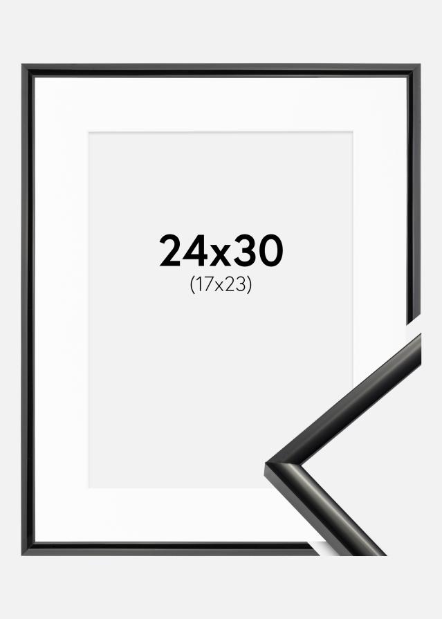 Ram med passepartou Fotolijst New Lifestyle Zwart 24x30 cm - Passe-partout Wit 18x24 cm