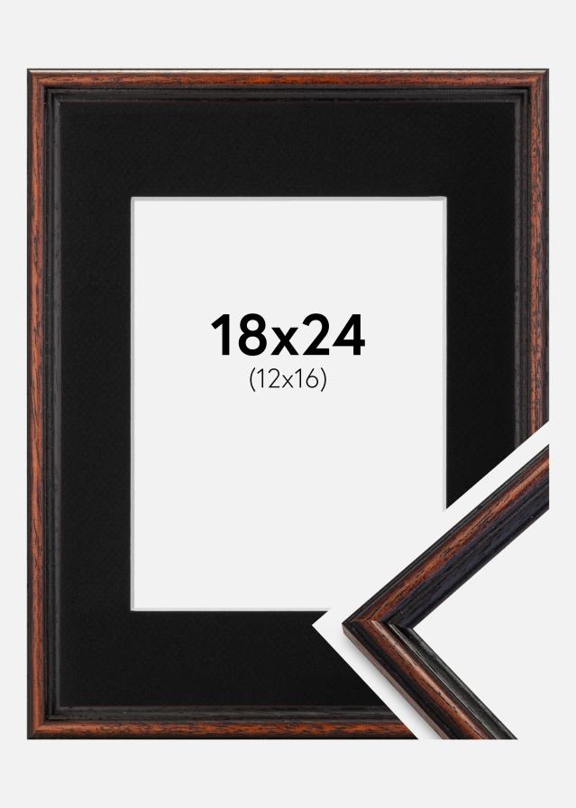 Ram med passepartou Fotolijst Horndal Walnoot 18x24 cm - Passe-partout Zwart 13x17 cm