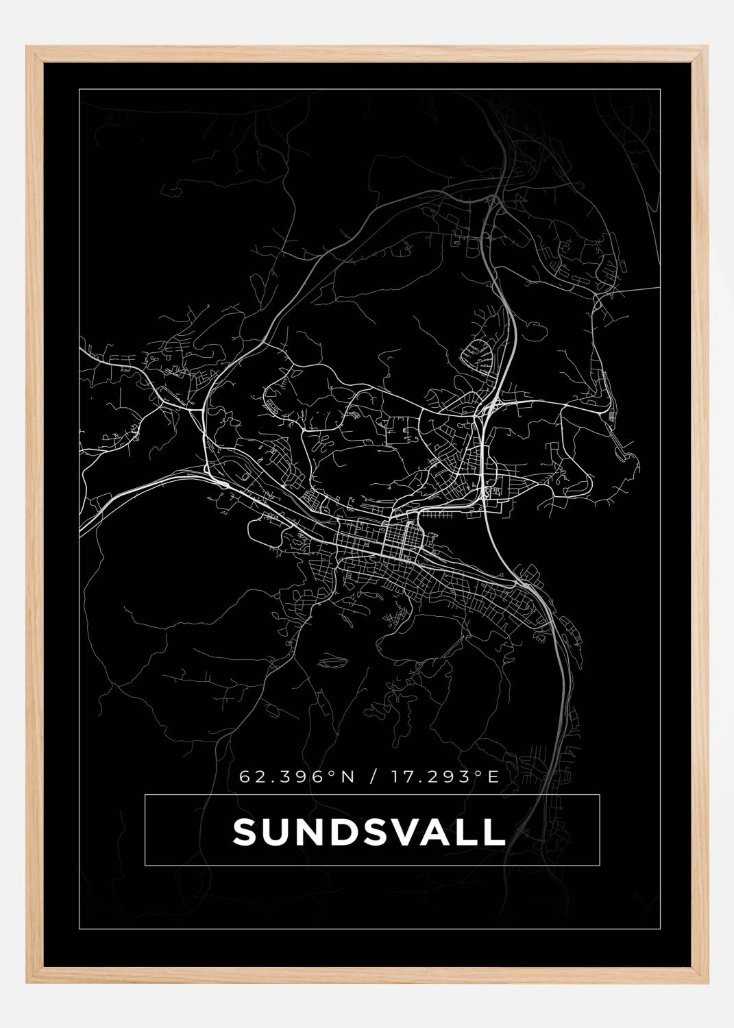 Product Image for Map - Sundsvall - Black Poster (50x70 cm)