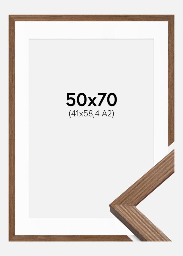Ram med passepartou Fotolijst Fiorito Donker Eiken 50x70 cm - Passe-partout Wit 42x59,4 cm (A2)