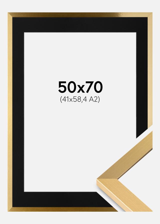 Ram med passepartou Fotolijst Selection Goud 50x70 cm - Passe-partout Zwart 42x59,4 cm (A2)