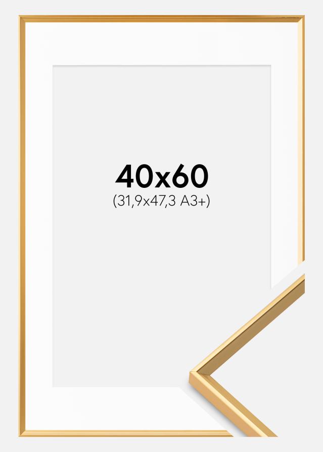 Ram med passepartou Fotolijst Desire Goud 40x60 cm - Passe-partout Wit 32,9x48,3 cm (A3+)