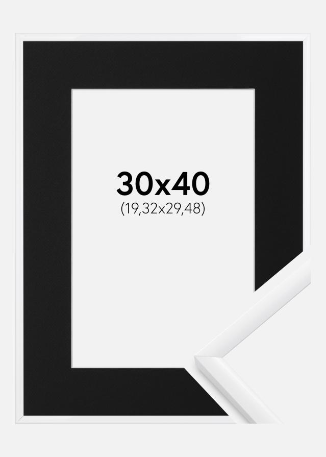 Ram med passepartou Fotolijst New Lifestyle Wit 30x40 cm - Passe-partout Zwart 8x12 inches