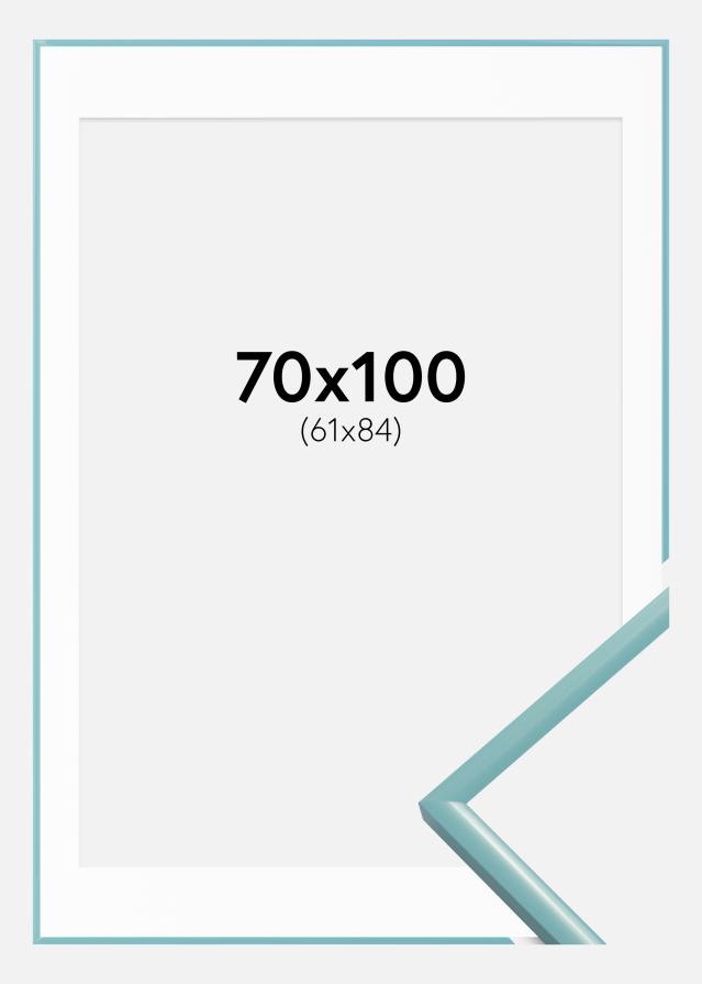 Ram med passepartou Fotolijst New Lifestyle Turquoise 70x100 cm - Passe-partout Wit 62x85 cm
