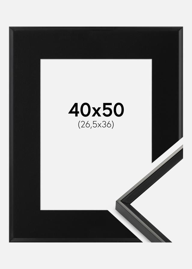 Ram med passepartou Fotolijst Desire Zwart 40x50 cm - Passe-partout Zwart 27,5x37 cm