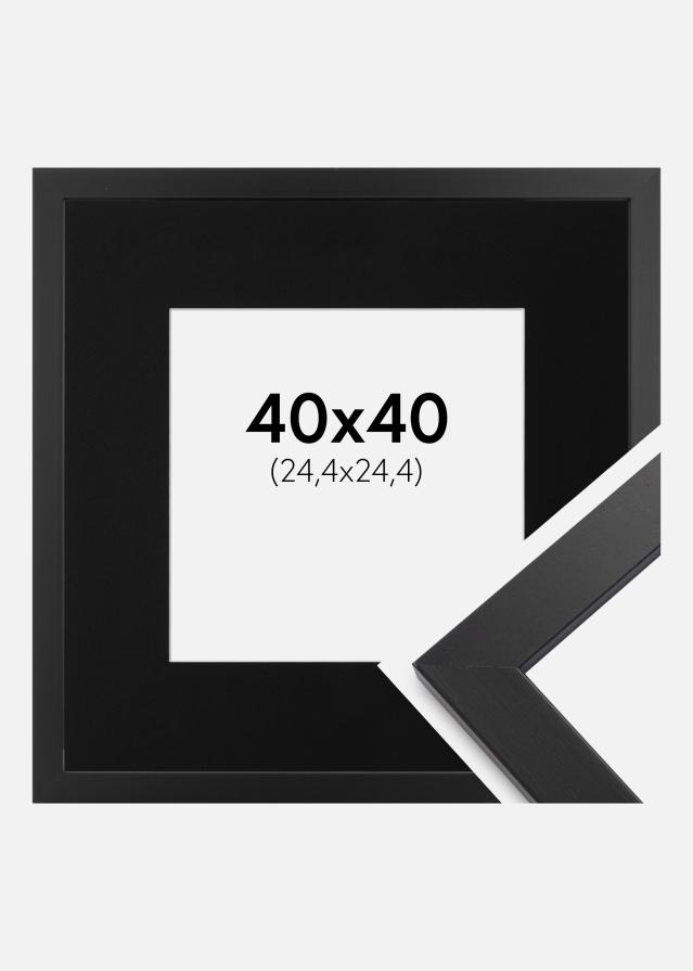 Ram med passepartou Fotolijst Black Wood 40x40 cm - Passe-partout Zwart 10x10 inches