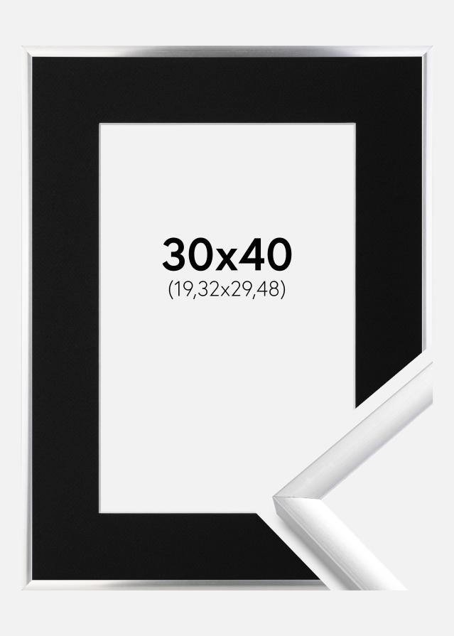 Ram med passepartou Fotolijst New Lifestyle Zilver 30x40 cm - Passe-partout Zwart 8x12 inches