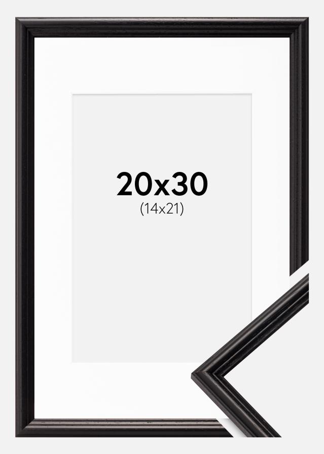 Ram med passepartou Fotolijst Horndal Zwart 20x30 cm - Passe-partout Wit 15x22 cm