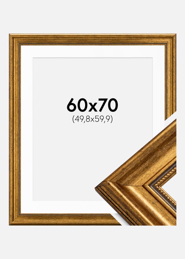 Ram med passepartou Fotolijst Rokoko Goud 60x70 cm - Passe-partout Wit 20x24 inches
