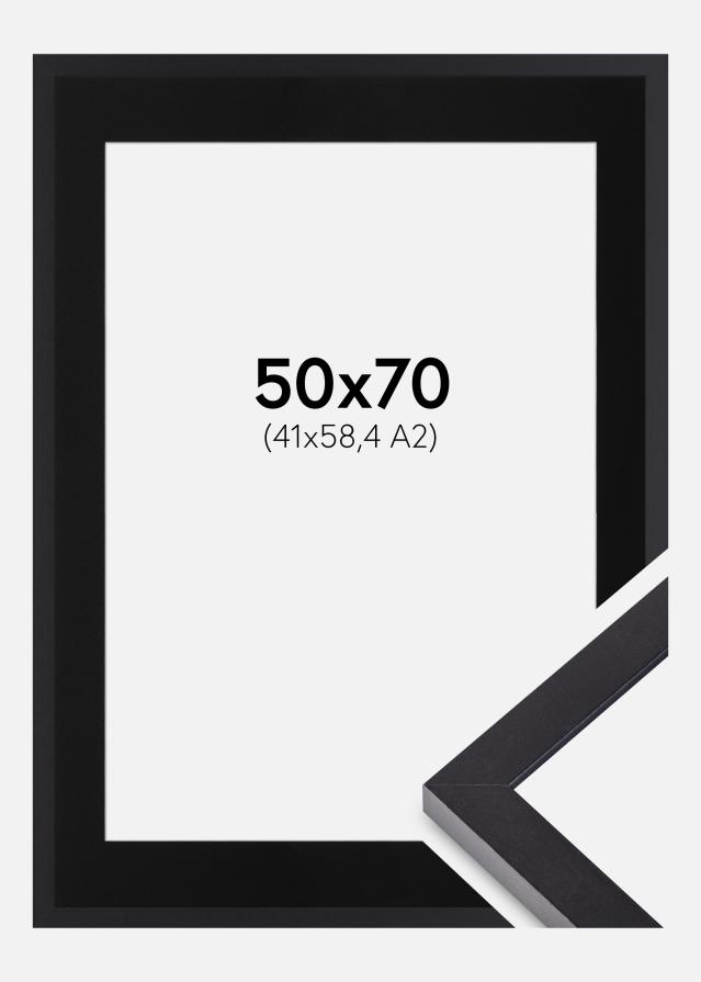 Ram med passepartou Fotolijst Selection Zwart 50x70 cm - Passe-partout Zwart 42x59,4 cm (A2)