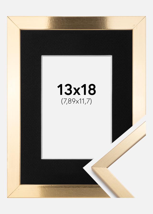 Ram med passepartou Fotolijst Trendy Goud 13x18 cm - Passe-partout Zwart 3,5x5 inches