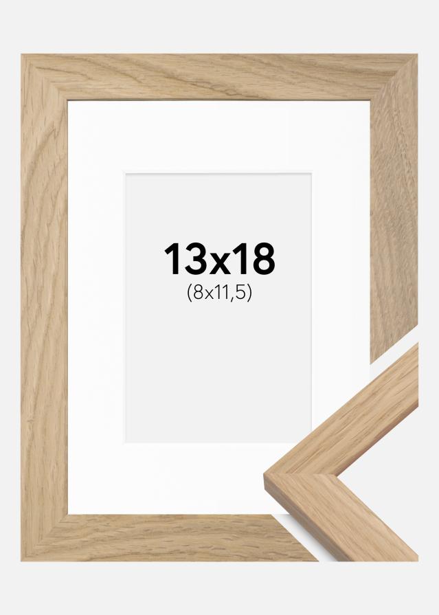 Ram med passepartou Fotolijst Oak Wood 13x18 cm - Passe-partout Wit 9x12 cm