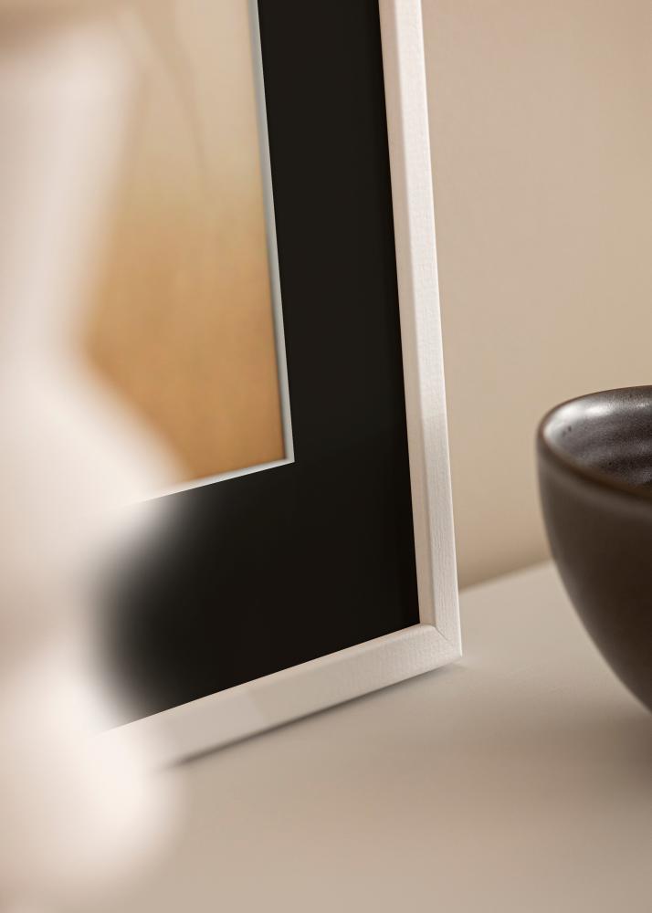 Ram med passepartou Fotolijst Kaspar Wit 40x60 cm - Passe-partout Zwart 32,9x48,3 cm (A3+)