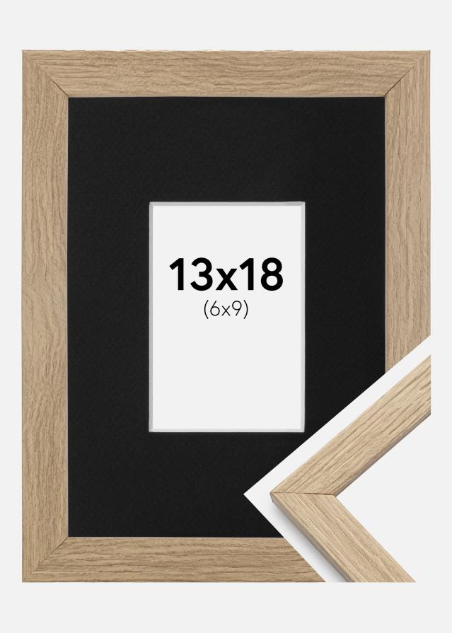 Ram med passepartou Fotolijst Stilren Eiken 13x18 cm - Passe-partout Zwart 7x10 cm