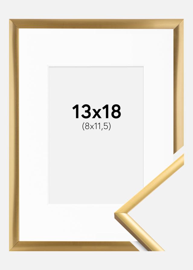 Ram med passepartou Fotolijst New Lifestyle Shiny Gold 13x18 cm - Passe-partout Wit 9x12 cm
