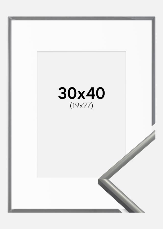 Ram med passepartou Fotolijst New Lifestyle Lichtgrijs 30x40 cm - Passe-partout Wit 20x28 cm