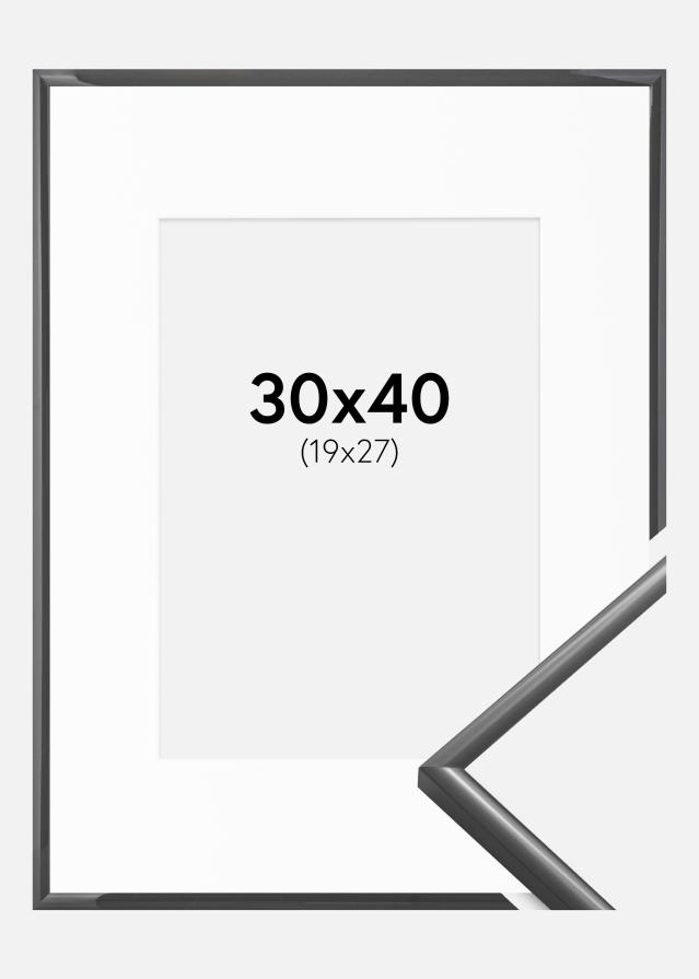Ram med passepartou Fotolijst New Lifestyle Donkergrijs 30x40 cm - Passe-partout Wit 20x28 cm