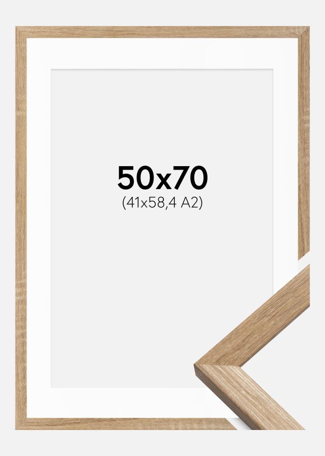Ram med passepartou Fotolijst Fiorito Licht Eiken 50x70 cm - Passe-partout Wit 42x59,4 cm (A2)