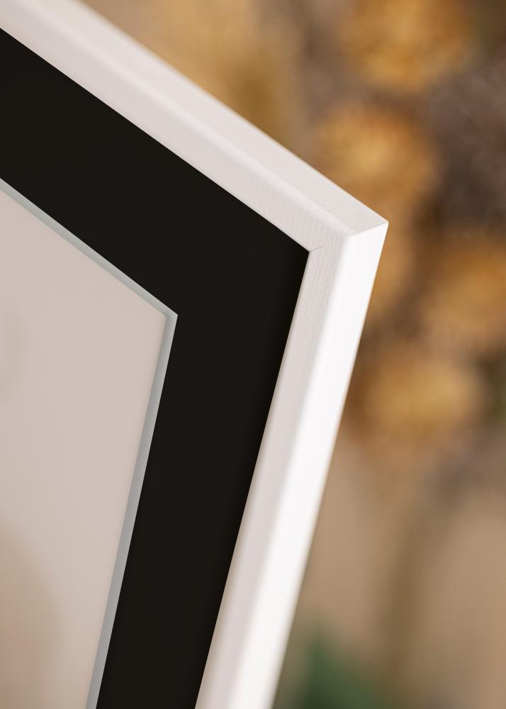 Ram med passepartou Fotolijst Kaspar Wit 40x60 cm - Passe-partout Zwart 32,9x48,3 cm (A3+)