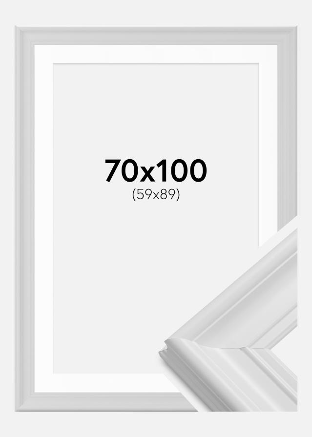 Ram med passepartou Fotolijst Mora Premium Wit 70x100 cm - Passe-partout Wit 60x90 cm