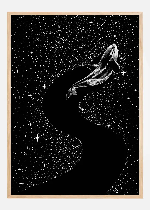 Bildverkstad Starry Orca (Black Version) Poster