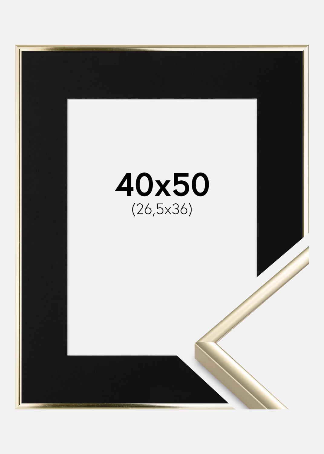 Product Image for Fotolijst Aluminium Glanzend Goud 40x50 cm - Passe-partout Zwart 27,5x37 cm