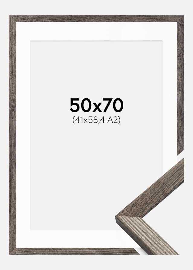 Ram med passepartou Fotolijst Fiorito Walnoot 50x70 cm - Passe-partout Wit 42x59,4 cm (A2)