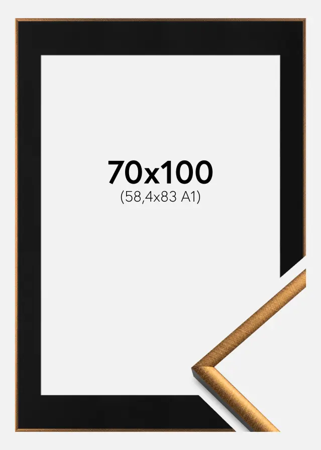 Ram med passepartou Fotolijst New Lifestyle Brons 70x100 cm - Passe-partout Zwart 59,4x84 cm